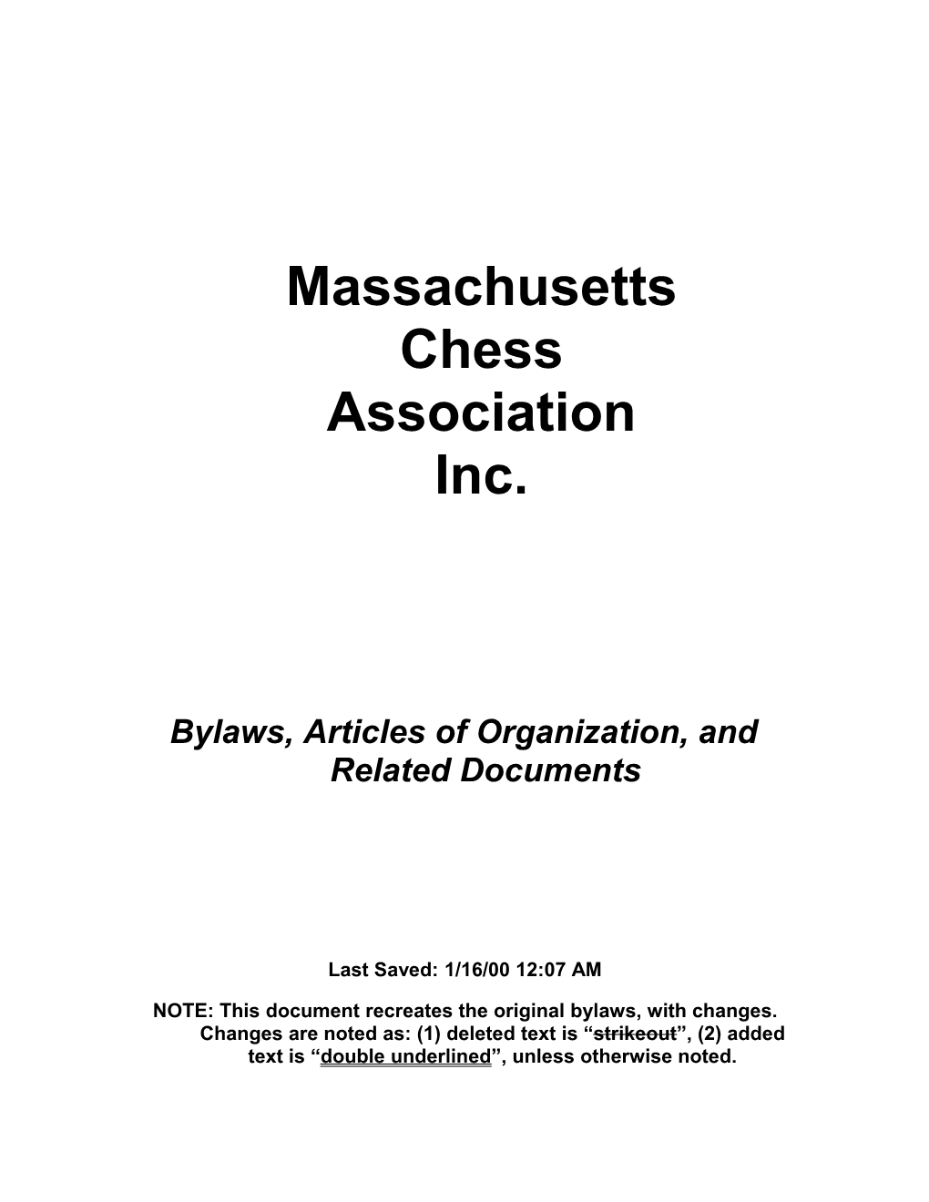 Massachusetts Chess Association Inc