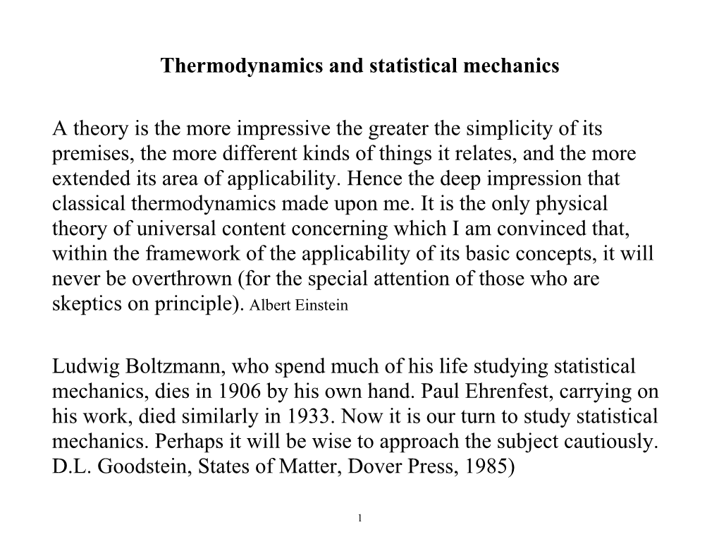 PH 426/526, Thermodynamics and Statistical Mechanics
