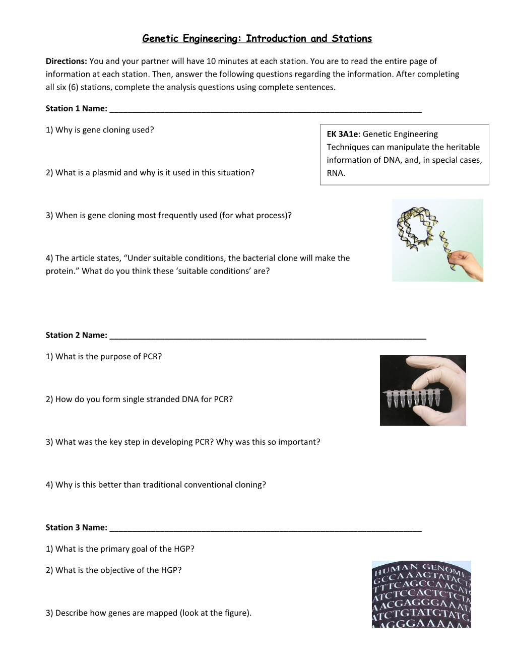 Genetic Engineering: Introduction and Stations