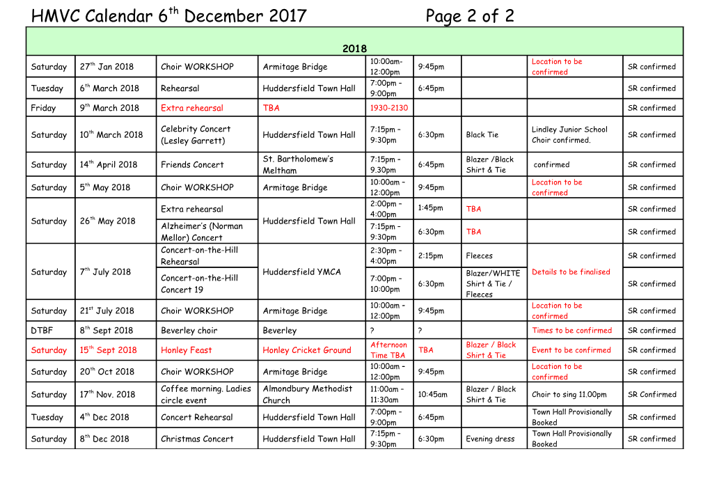 HMVC Calendar 6Th December 2017 Page 1 of 2