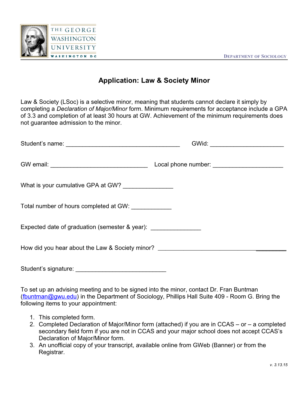 Application: Law & Society Minor