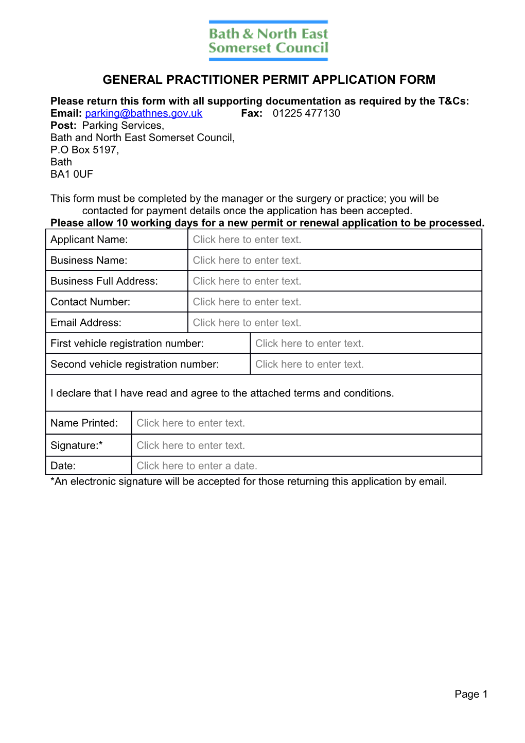 General Practitioner Permit Application Form