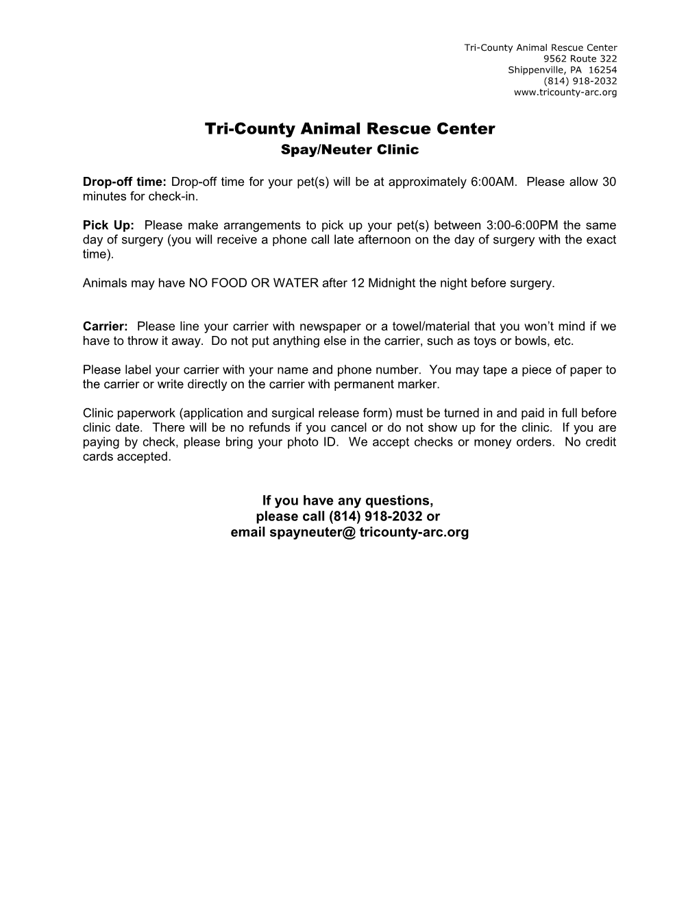 Tri-County Animal Rescue Center