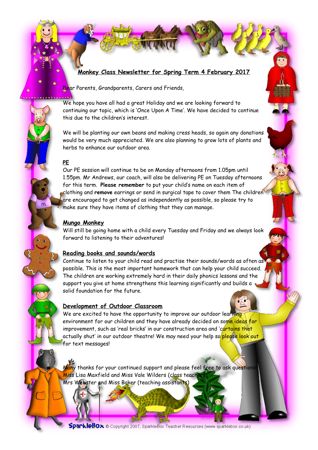 Monkey Class Newsletter for Spring Term 4February 2017