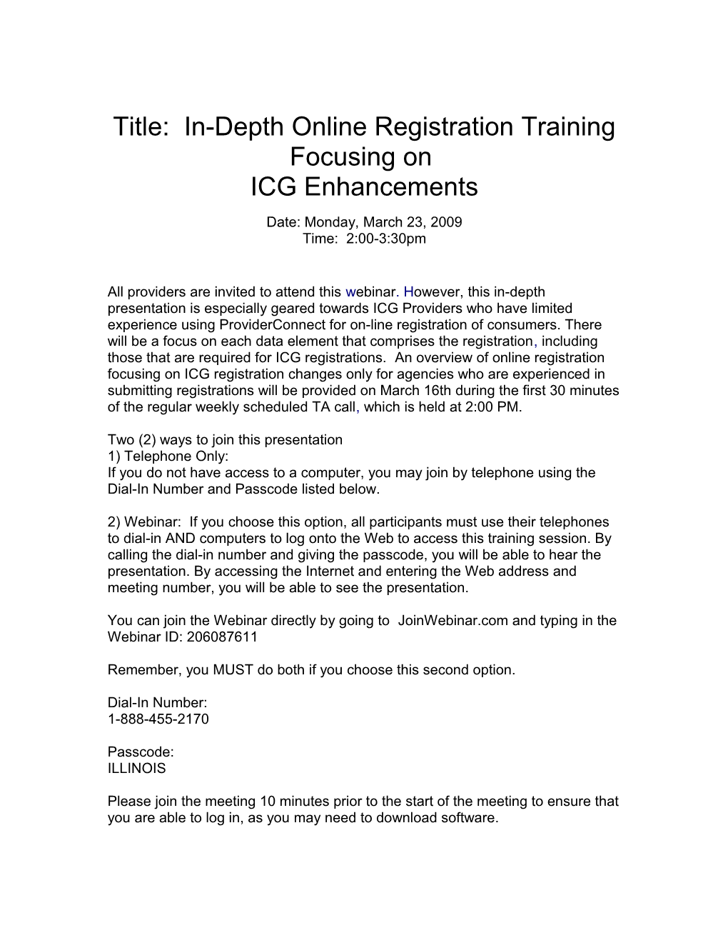 Title: In-Depth Online Registration Training Focusing On