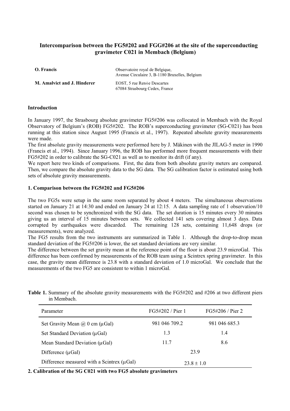 Calibration of the SG C021 with Two FG5 Absolute Gravimeters