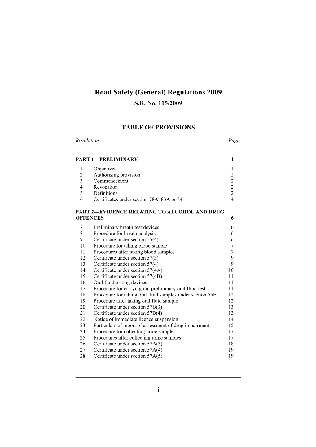 Road Safety (General) Regulations 2009