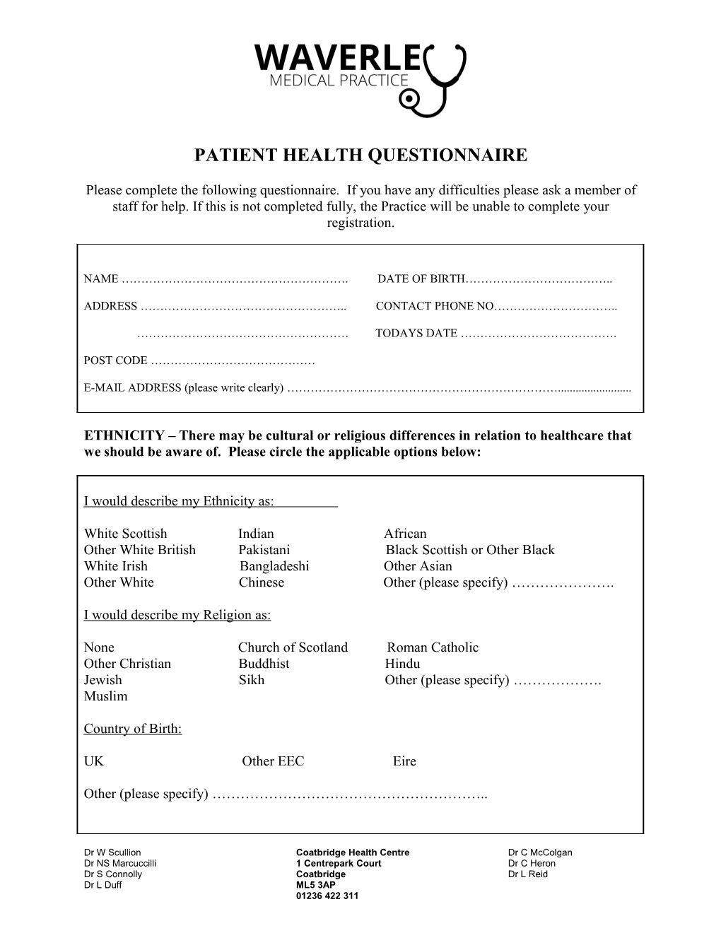 Patient Health Questionnaire