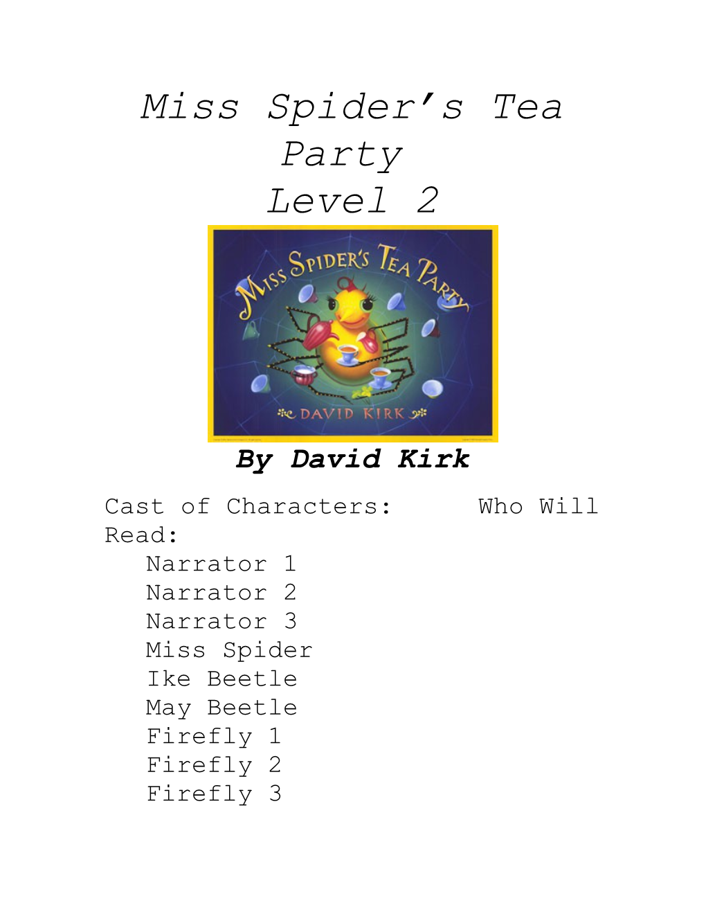 Miss Spider S Tea Party Reader S Theater