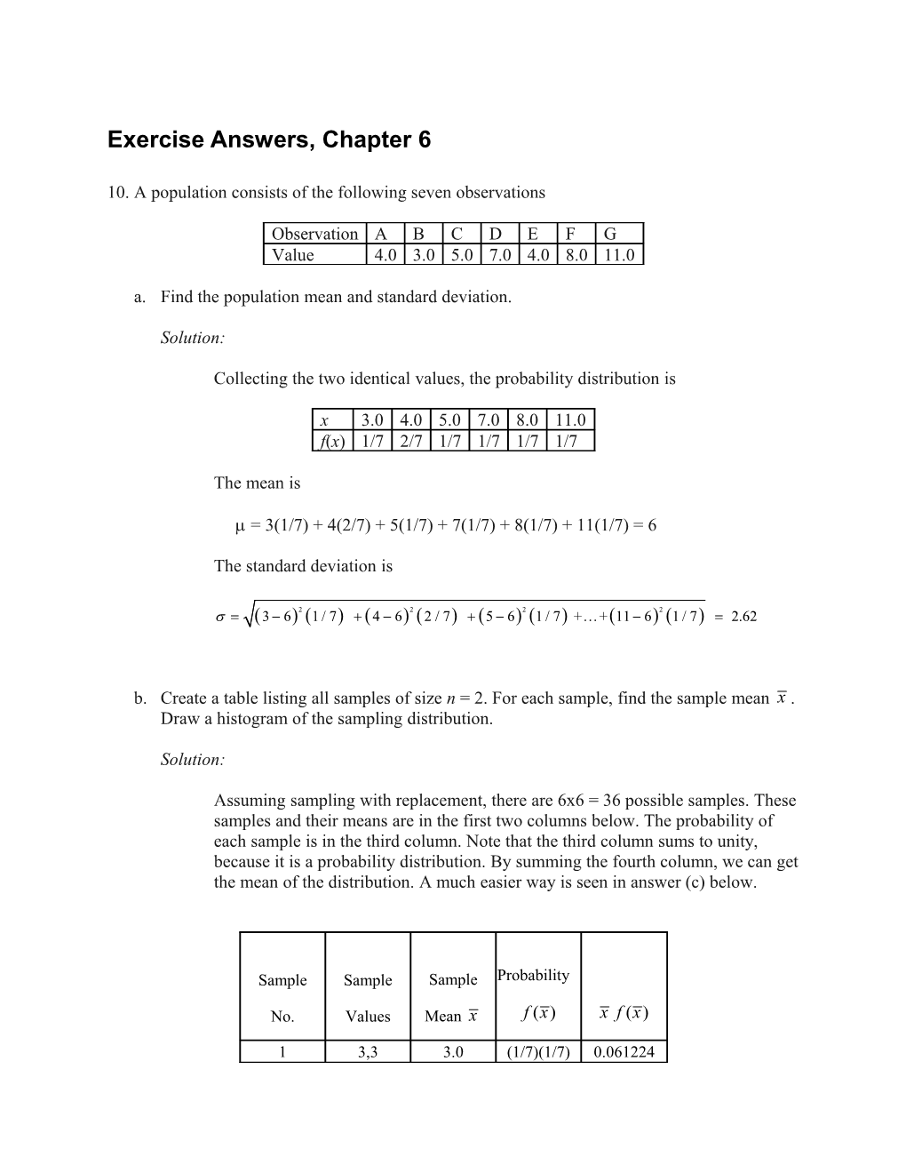 Exercise Answers, Chapter 6