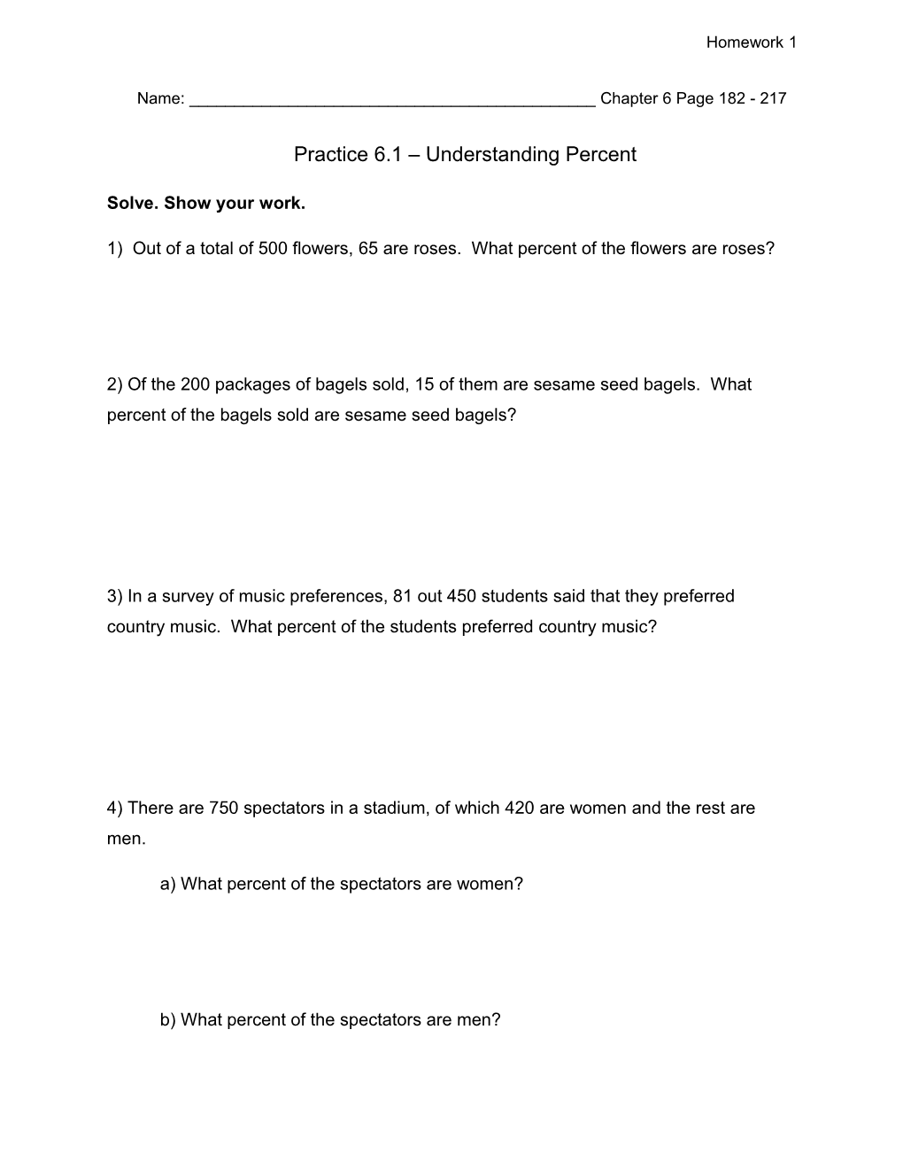 Chapter 6 Practice Percent