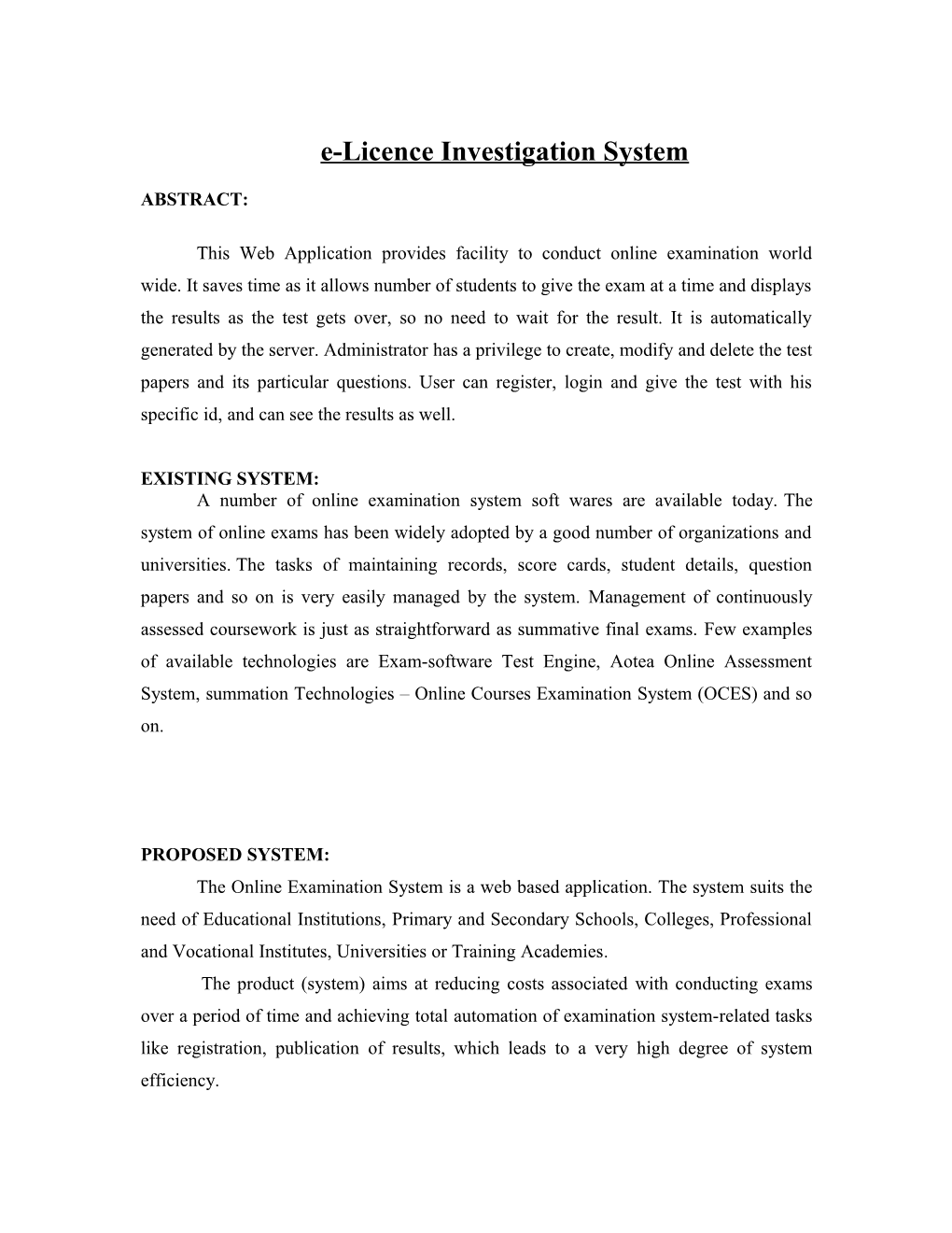 E-Licence Investigation System