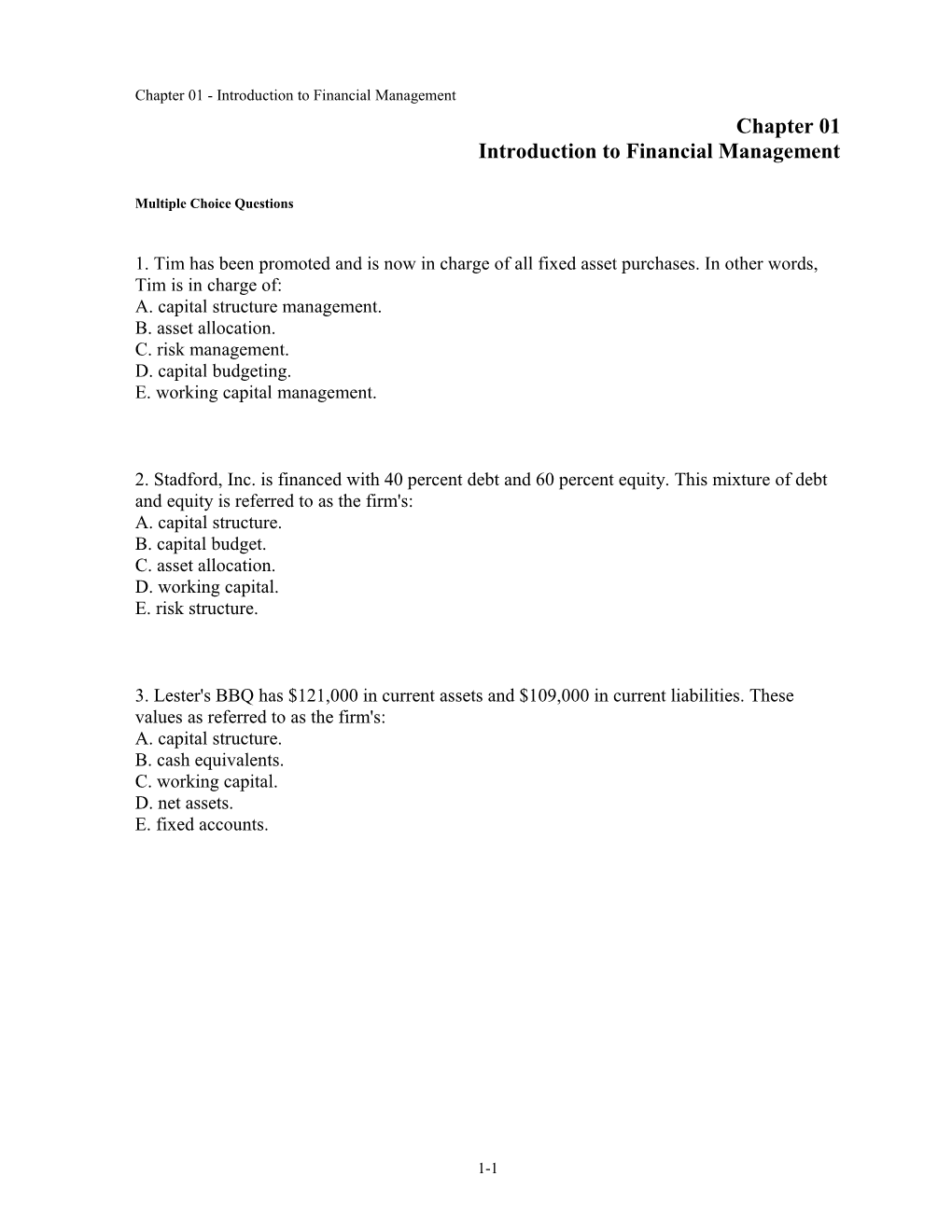 Chapter 01 Introduction to Financial Management s1