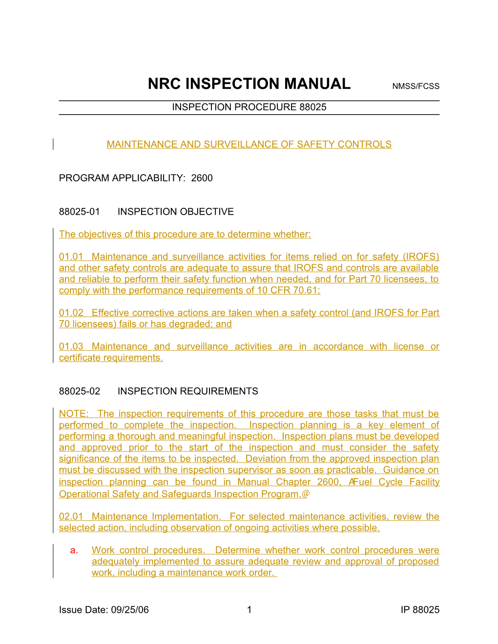 Nrc Inspection Manual Nmss/Fcss