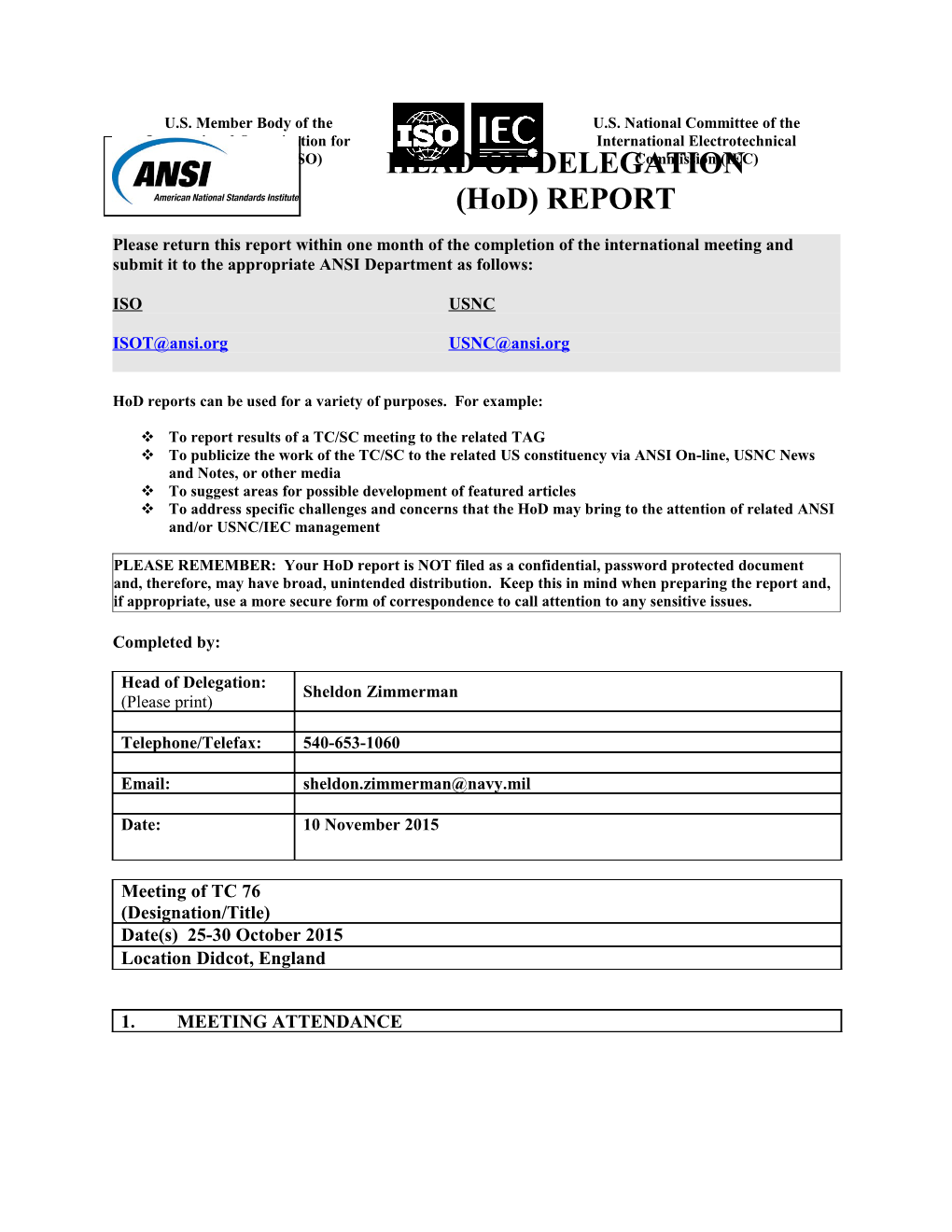 Hod Report Iec Tc 76 Meeting Held in Didcot England October 2015