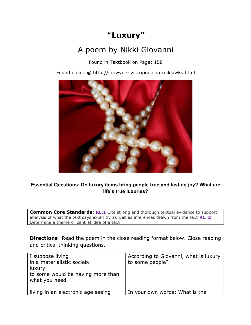 A Poem by Nikki Giovanni