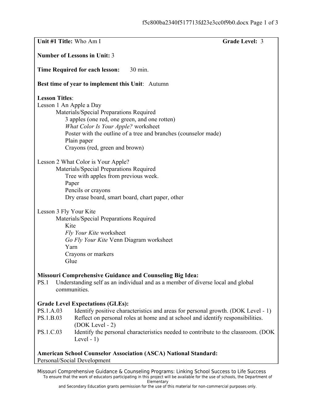 Materials/Special Preparations Required s1