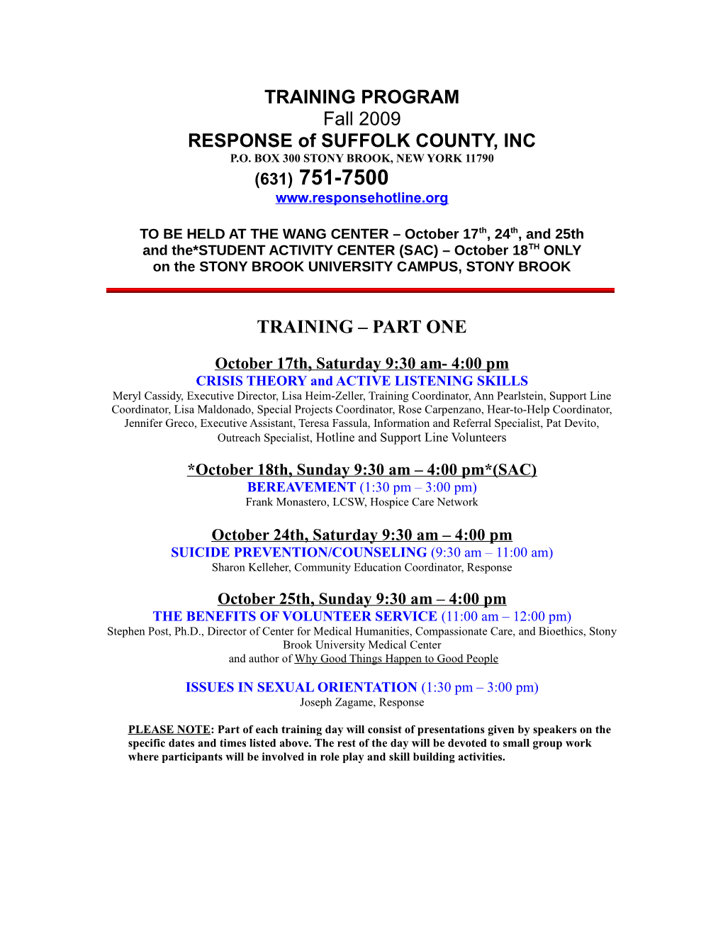 RESPONSE of SUFFOLK COUNTY, INC