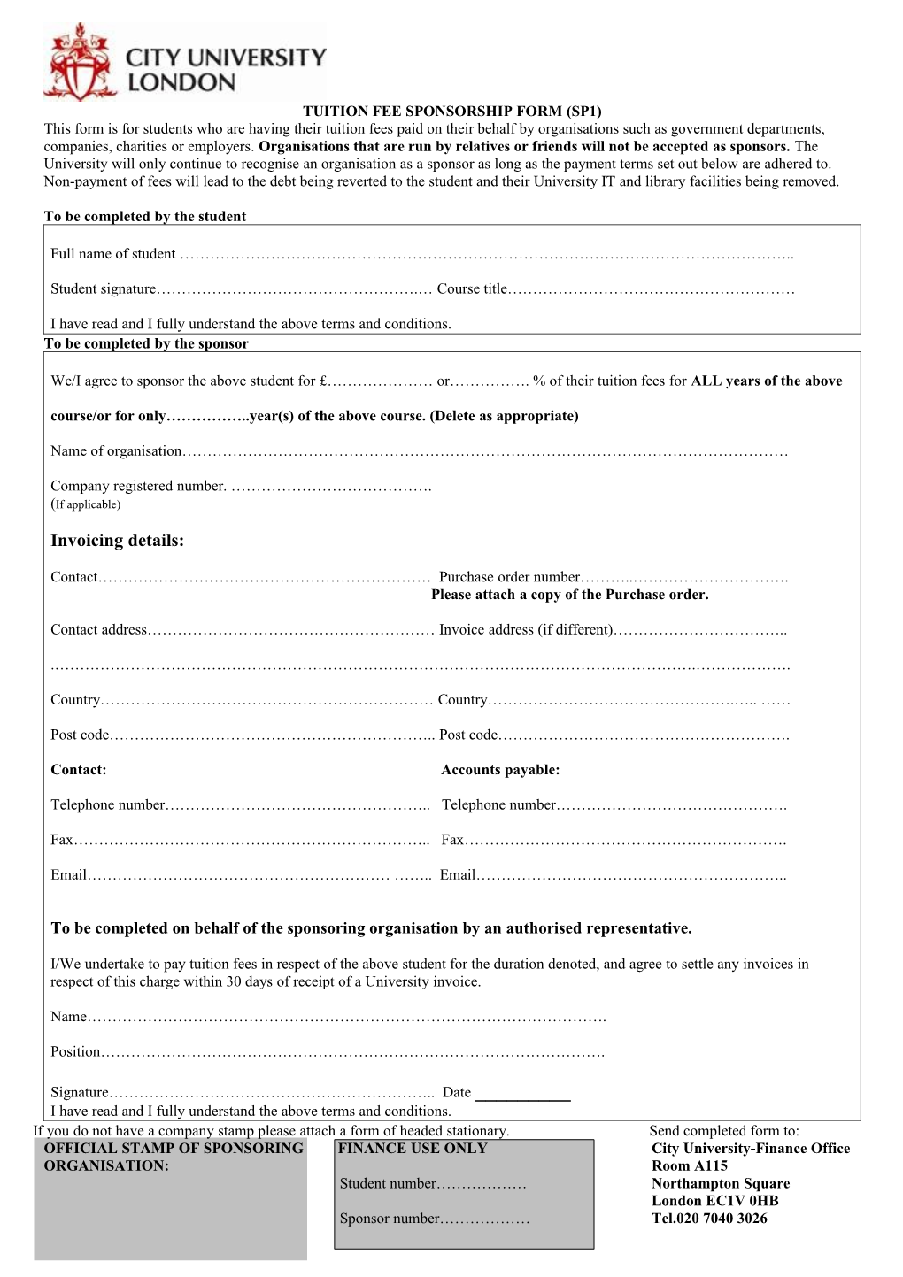 Tuition Fee Sponsorship Form (Sp1)