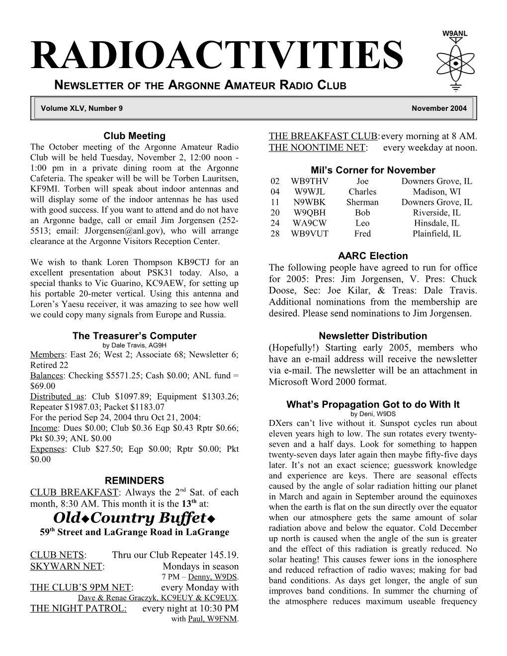 Newsletter of the Argonne Amateur Radio Club s4
