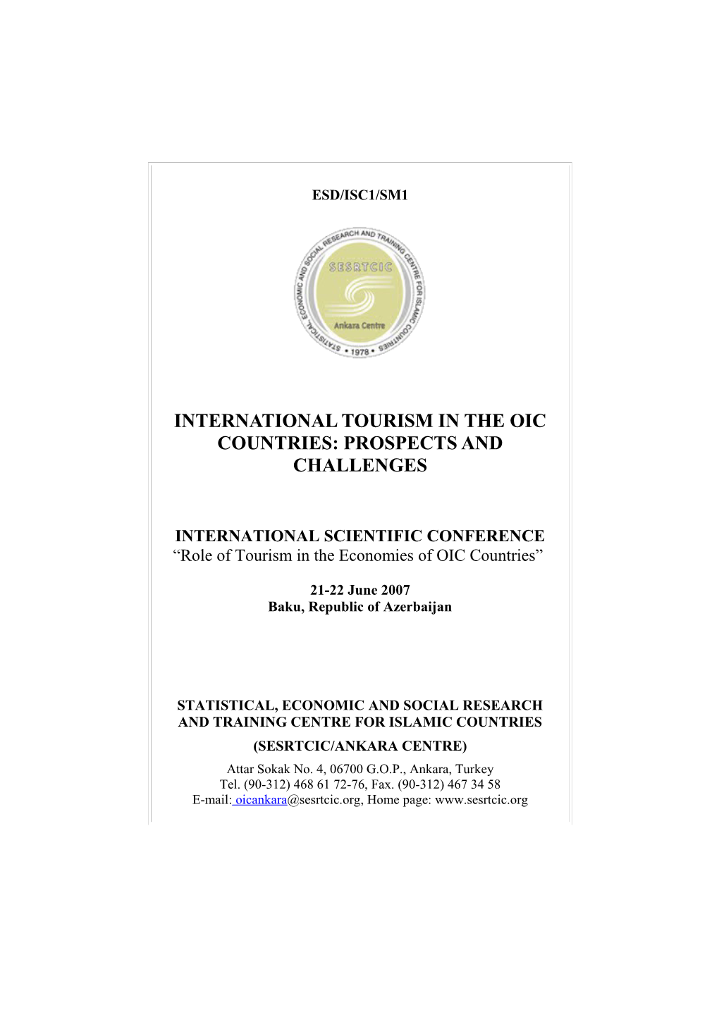 International Tourism in the Oic Countries: Prospects and Challenges