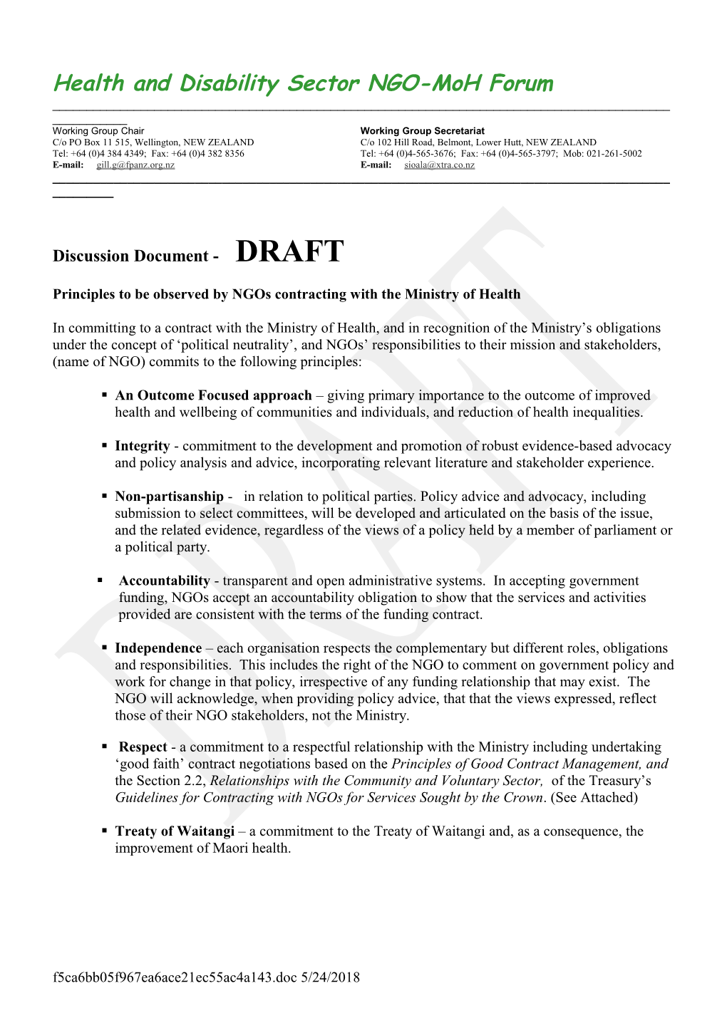 Discussion Document - DRAFT