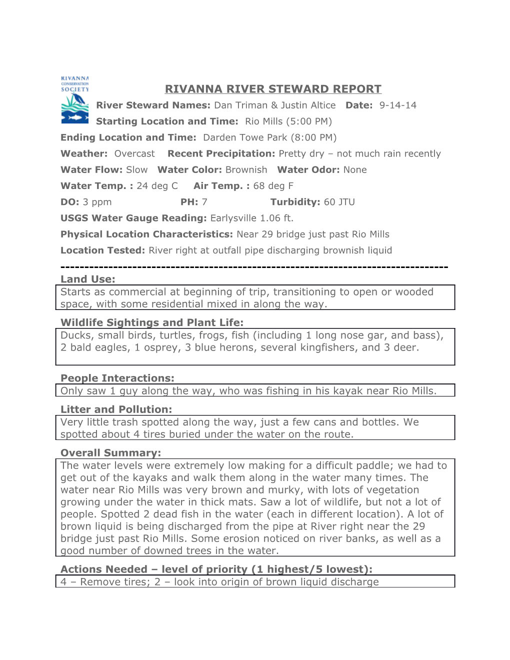 Rivanna River Steward Report s2