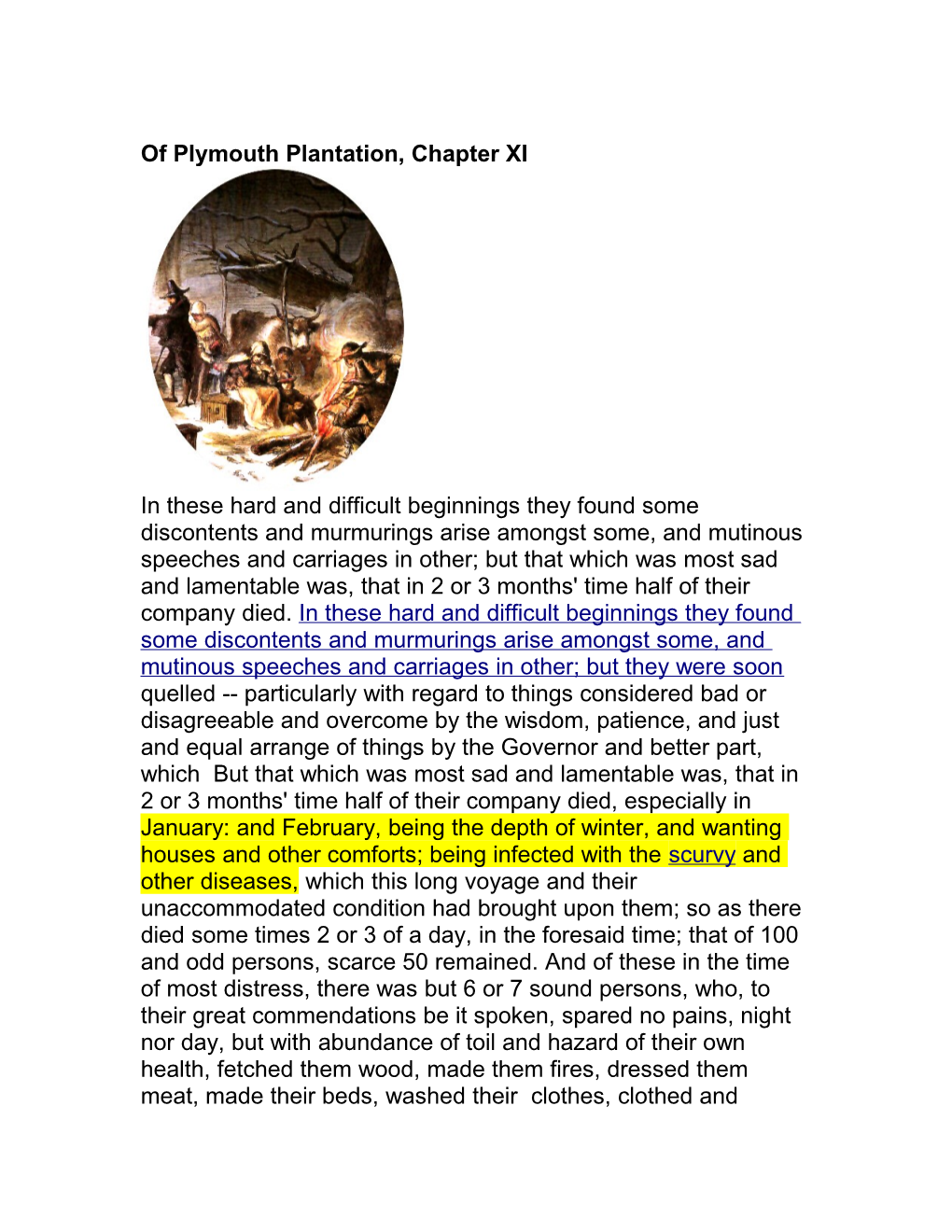 Of Plymouth Plantation, Chapter XI