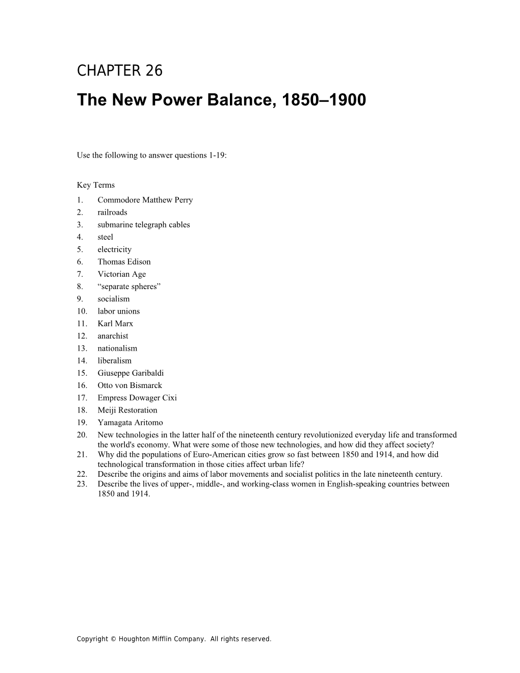 Chapter 26: the New Power Balance, 1850 1900 239