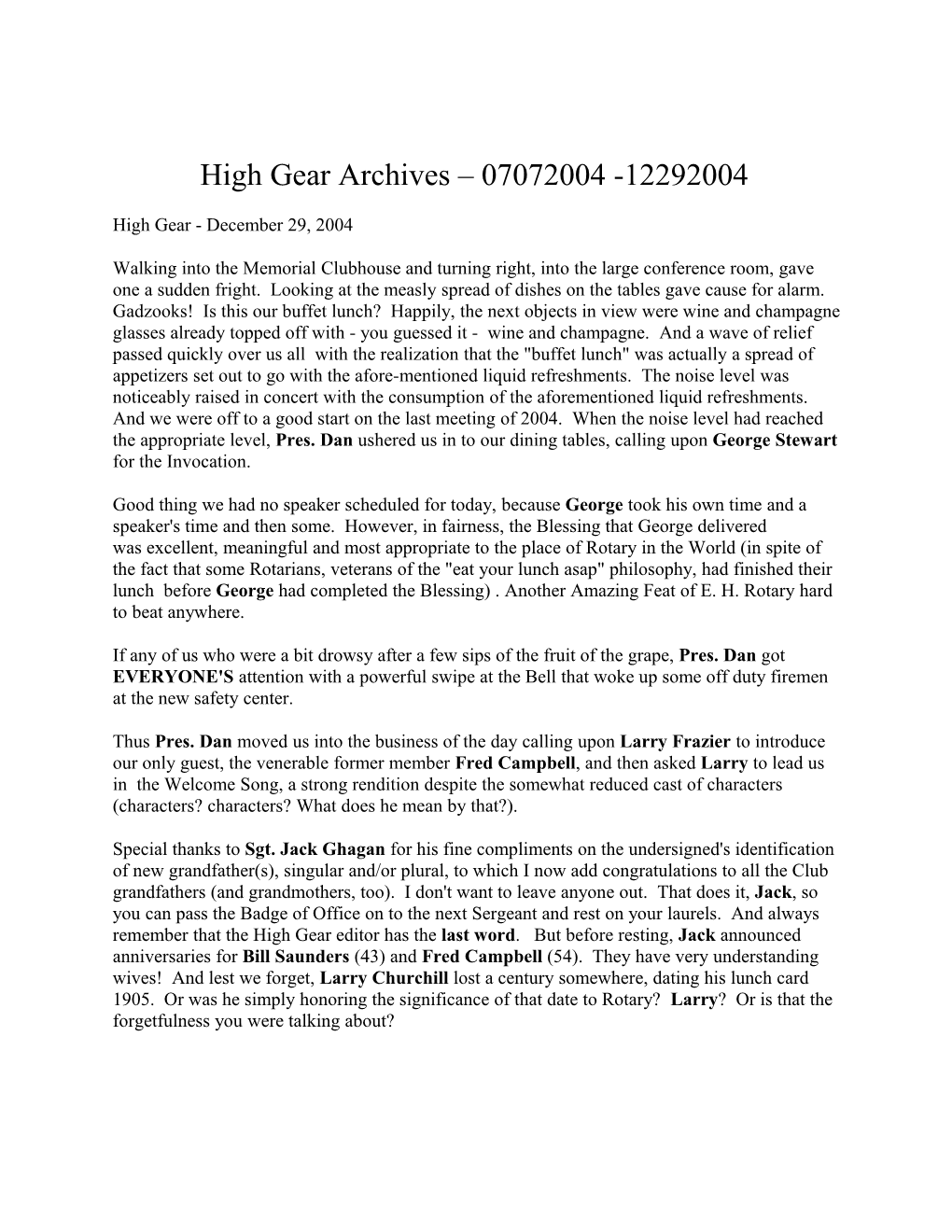 High Gear Archives 07072004 -12292004