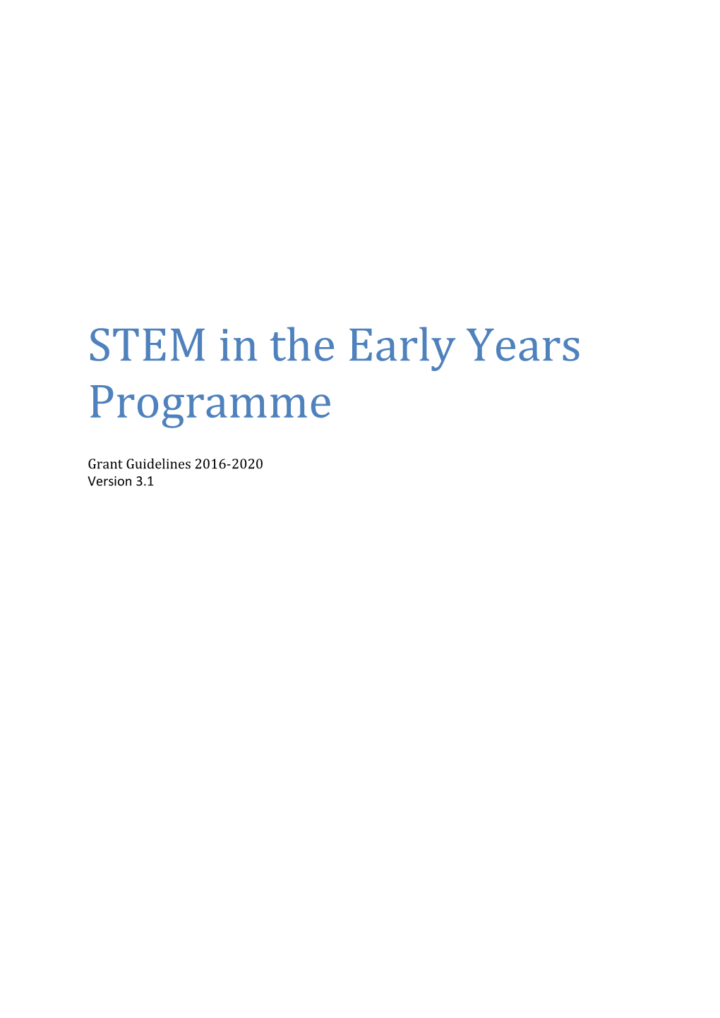 STEM in the Early Years Programme
