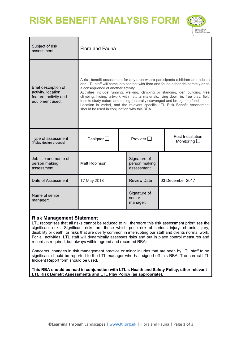 Learning Through Landscapes Flora and Fauna Page 1 of 2