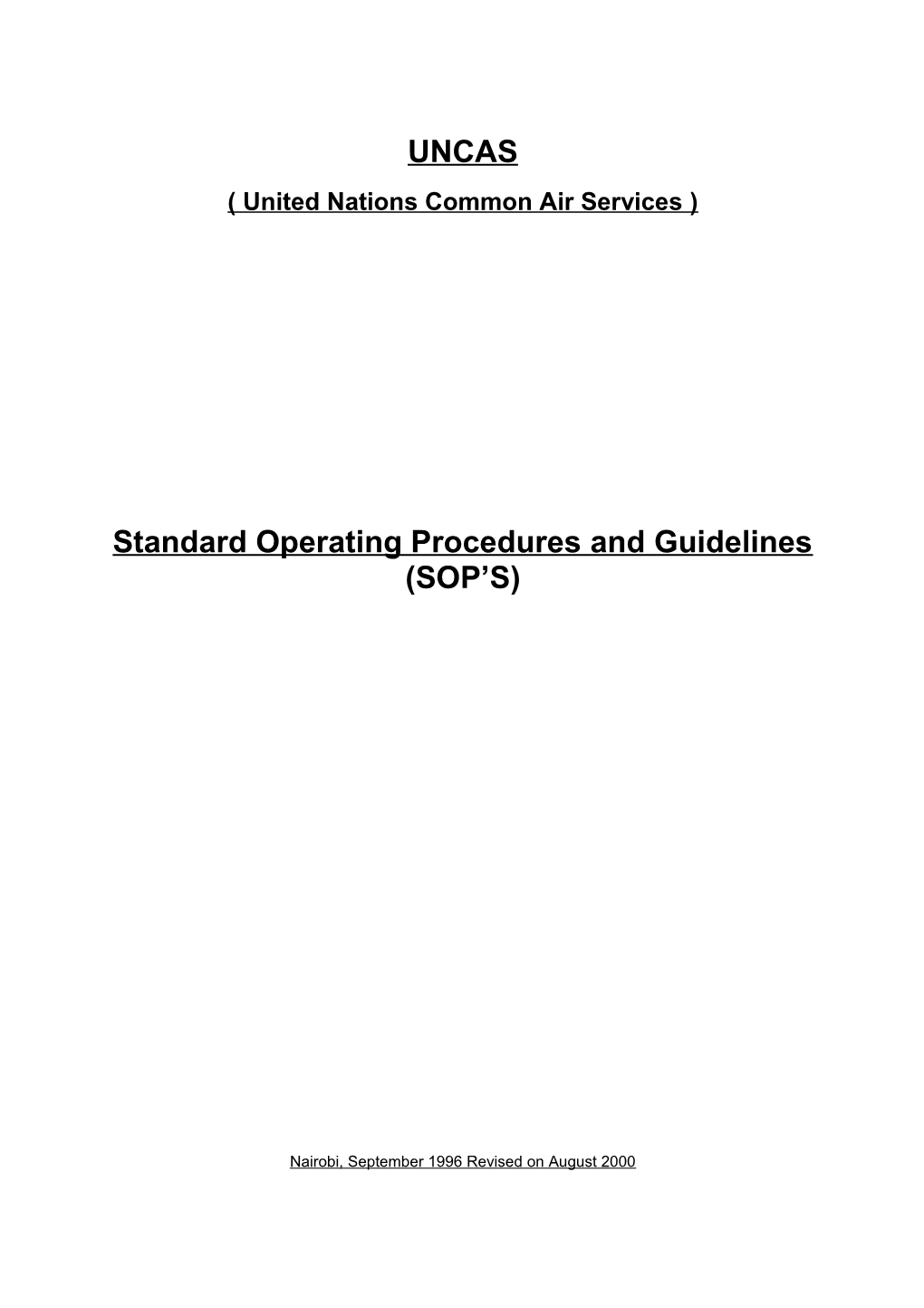 Operating Guidelines - United Nations Common Air Services (UNCAS)