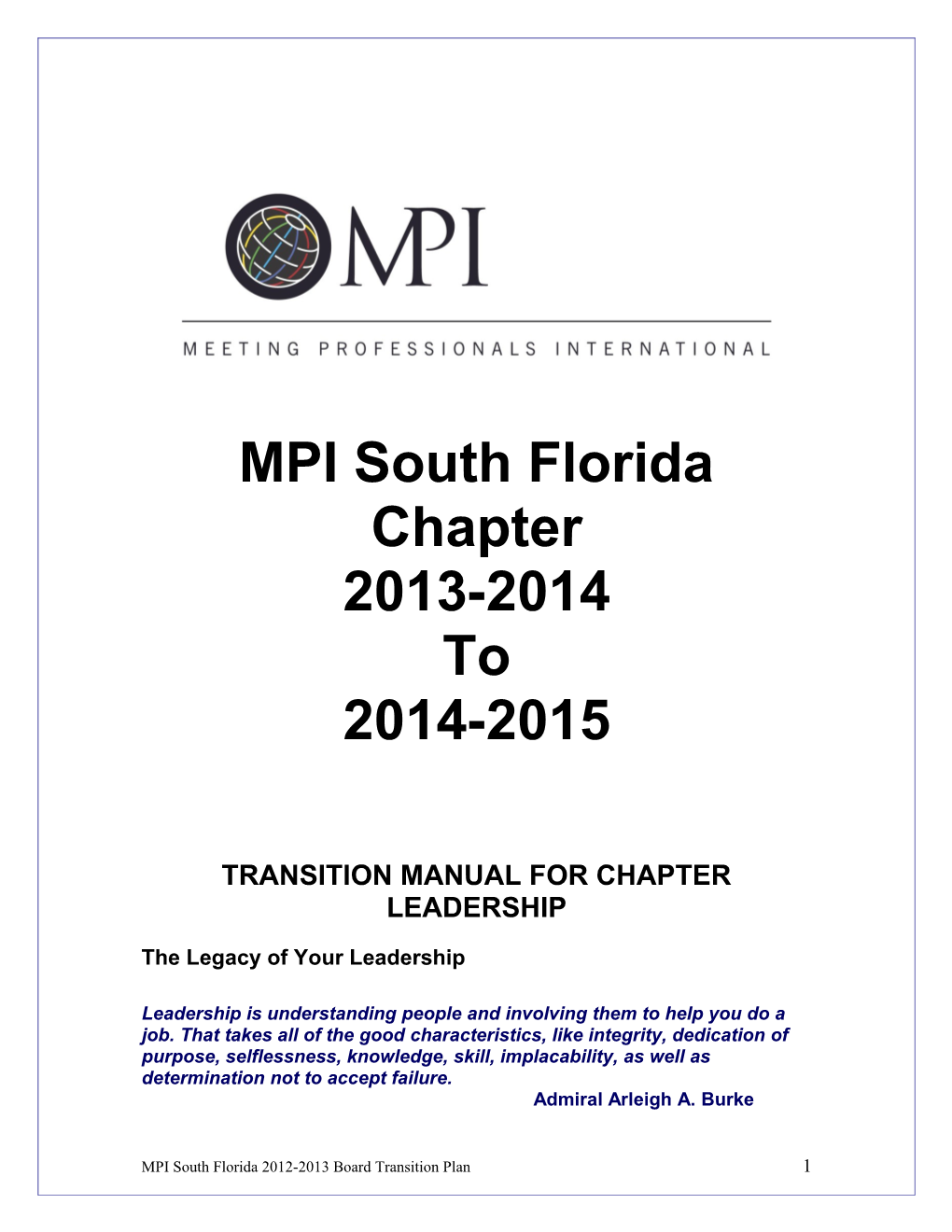 Mpi Chapter Leadership Transition Manual