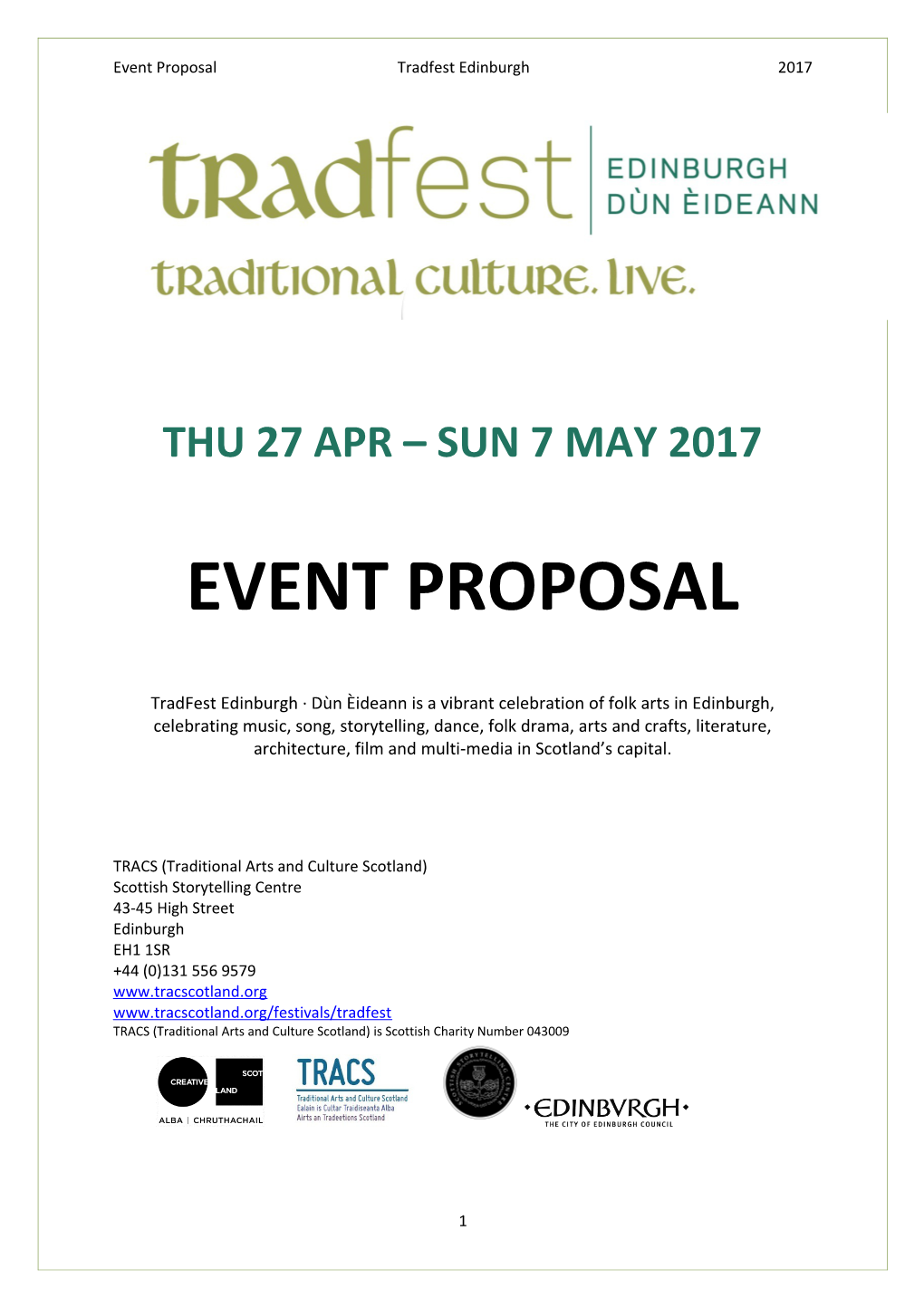 Event Proposaltradfest Edinburgh2017