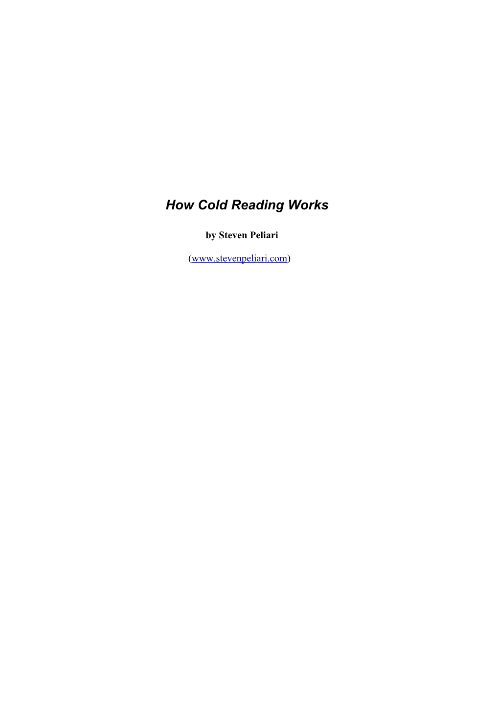 How Cold Reading Works