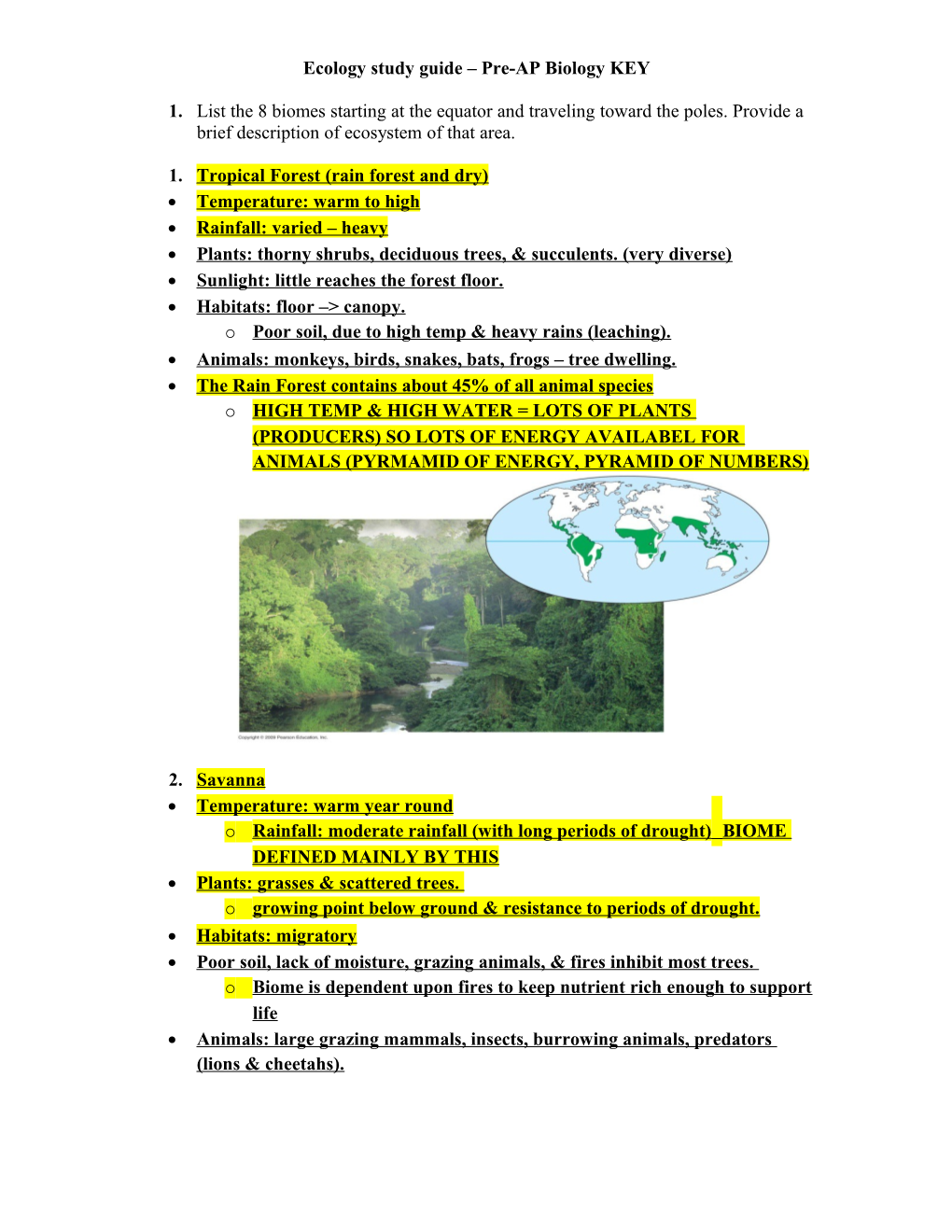 Ecology Study Guide - H