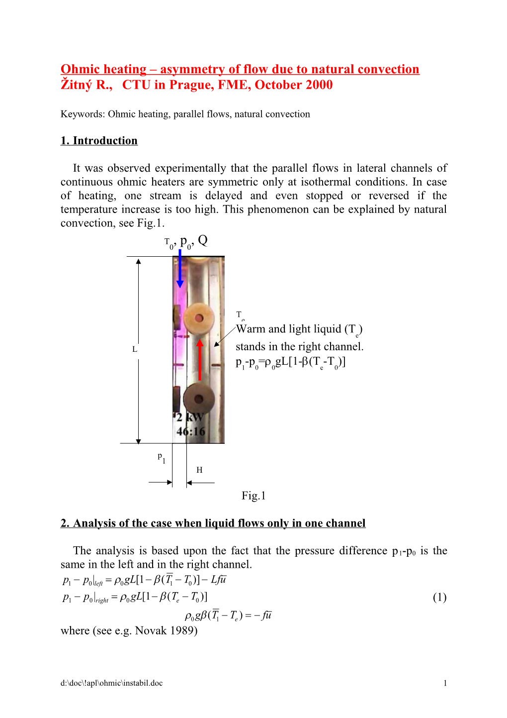 Ohmic Heating Asymmetry of Flow Due to Natural Convection