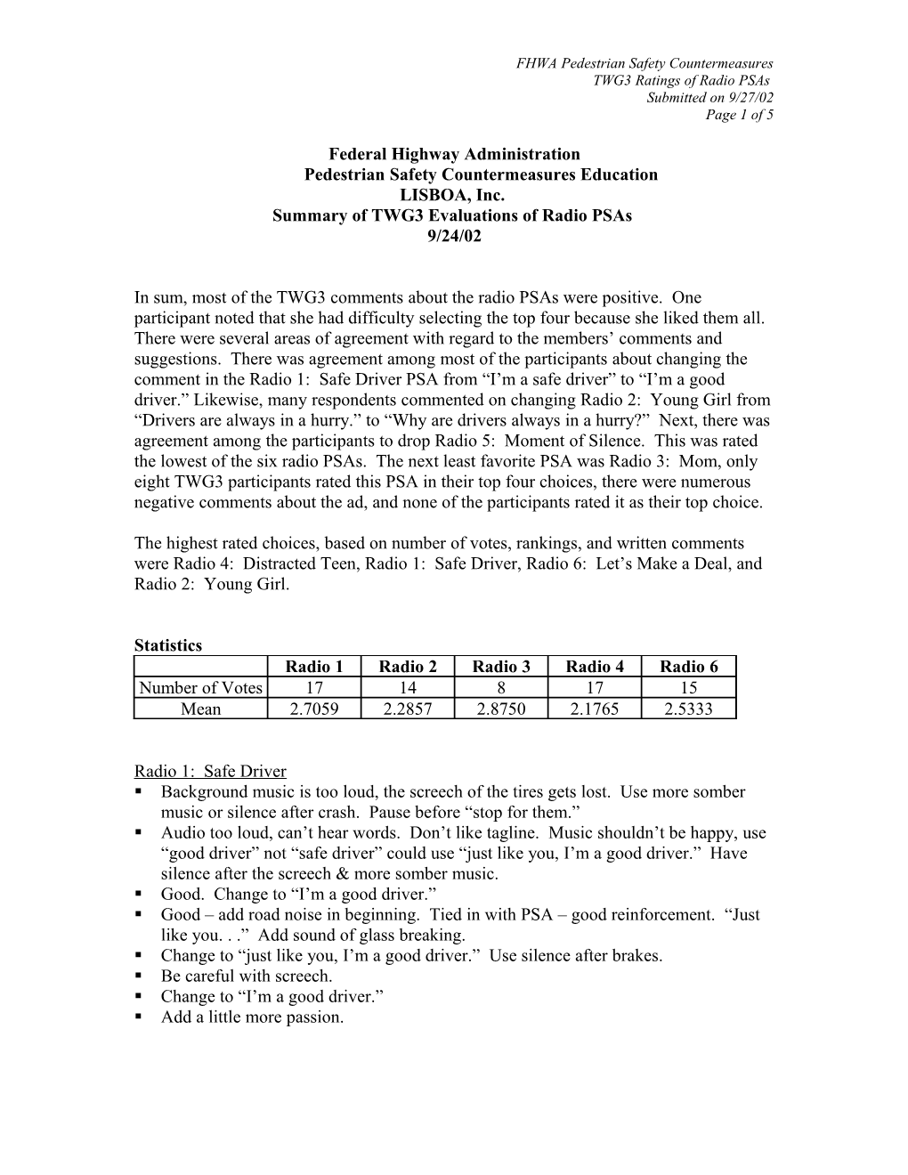 FHWA Pedestrian Safety Countermeasures