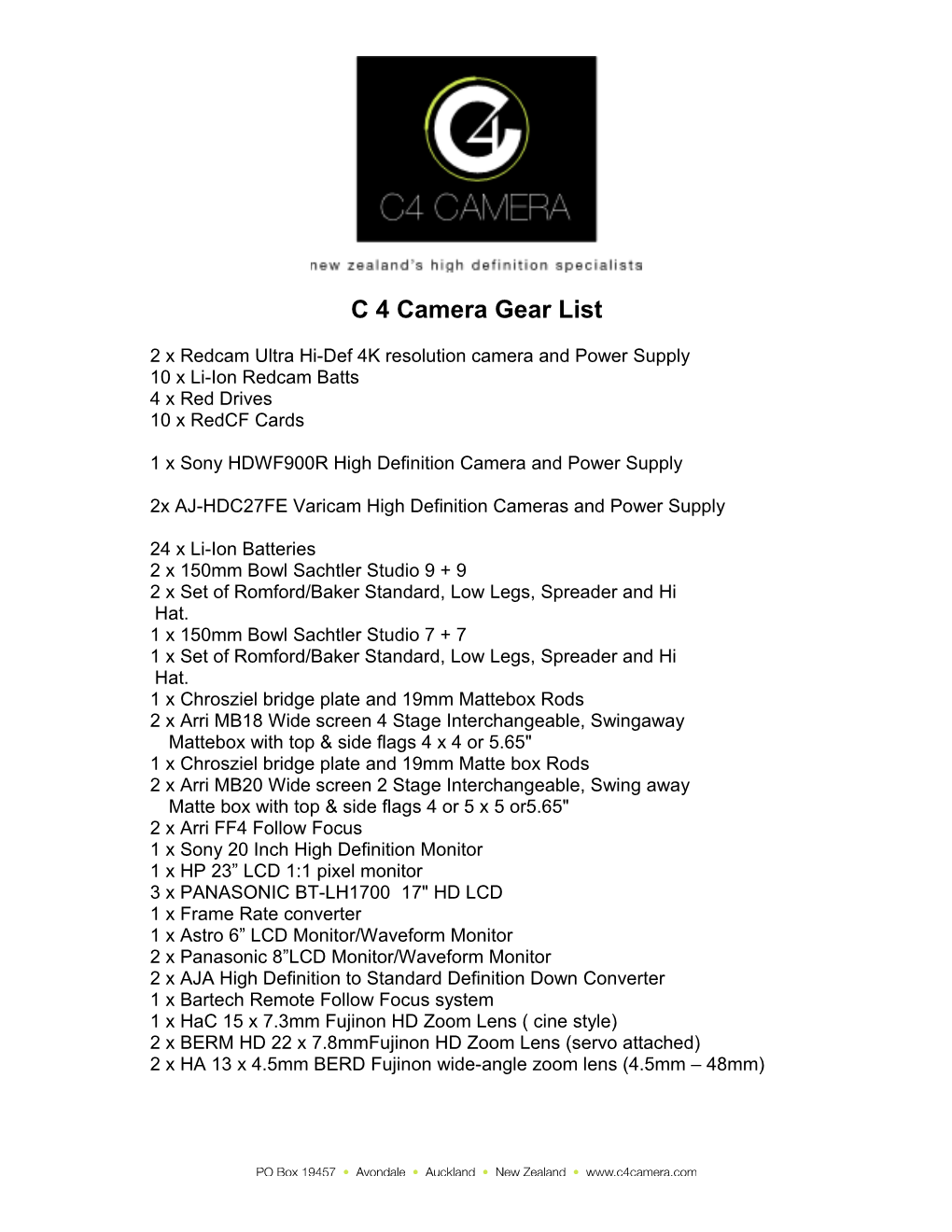 C 4 Camera HD Price List