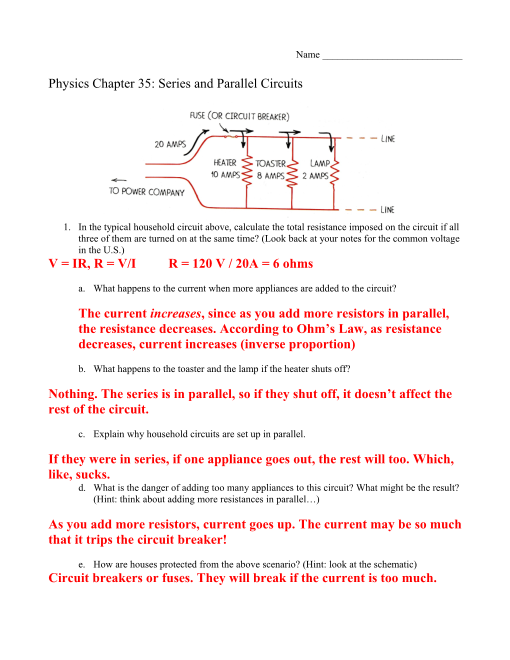 Physics Chapter 35: Series and Parallel Circuits