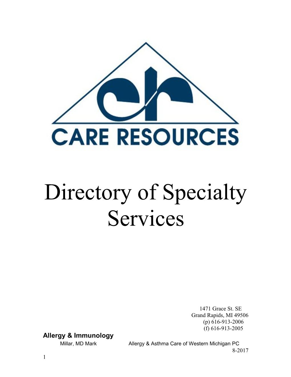 Directory of Specialty Services