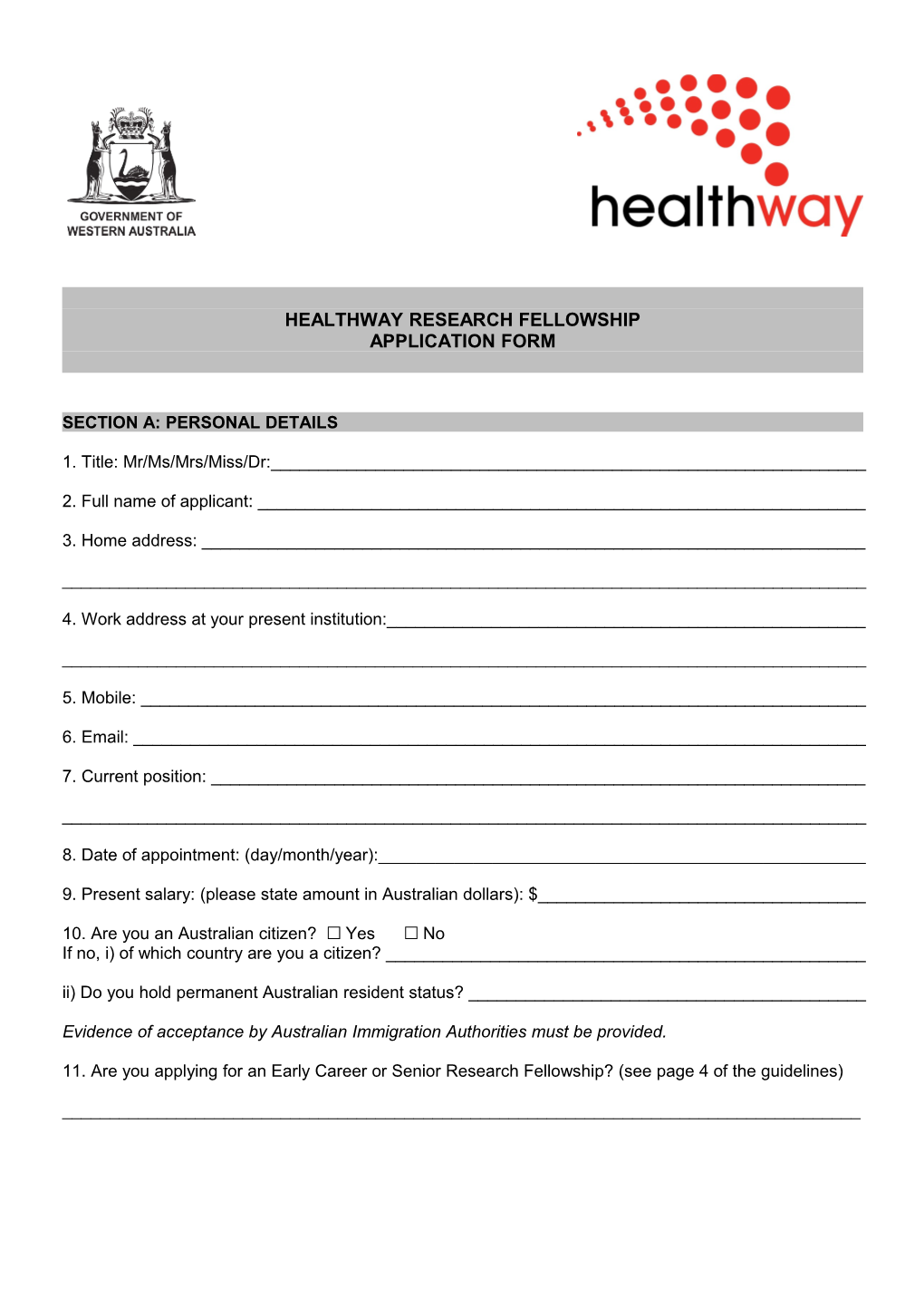 Healthway Research Fellowship