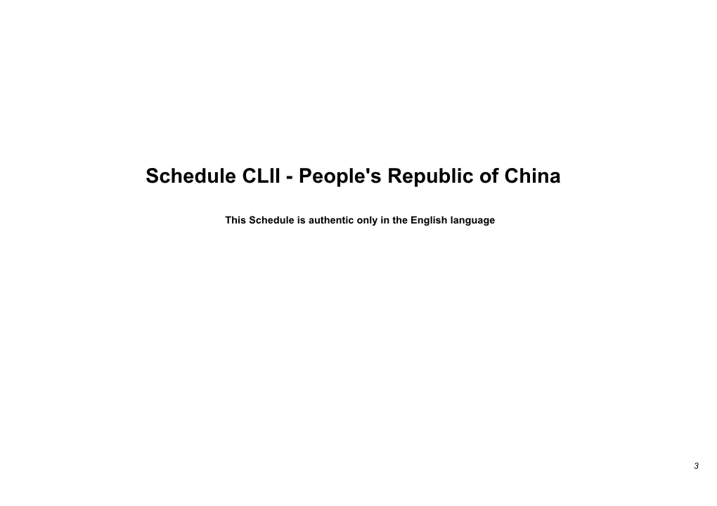 Schedule CLII - People's Republic of China s1