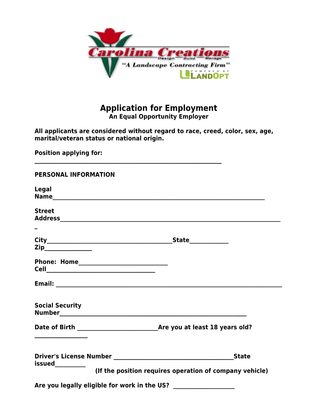 Application for Employment s45