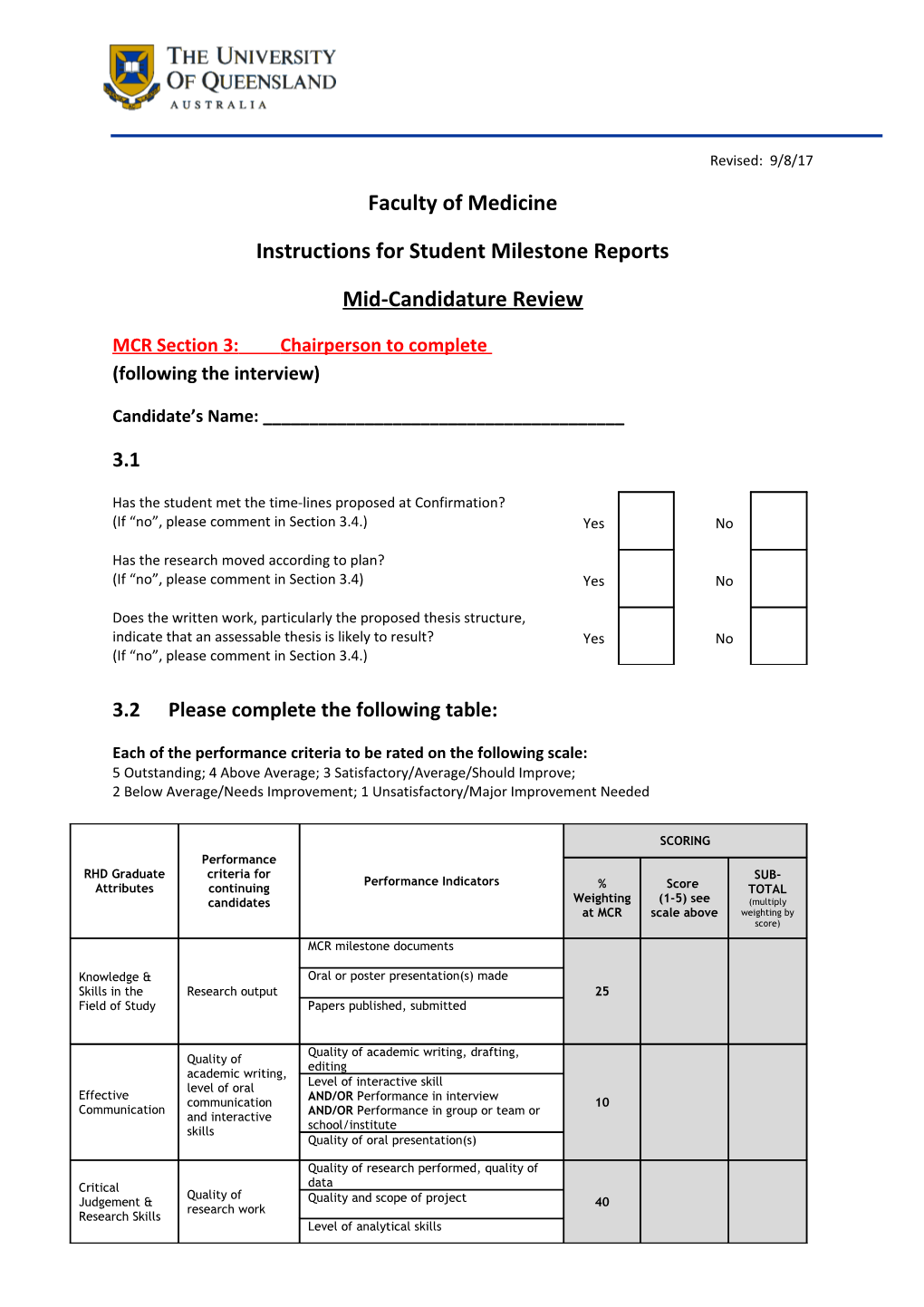 Instructions for Student Milestone Reports