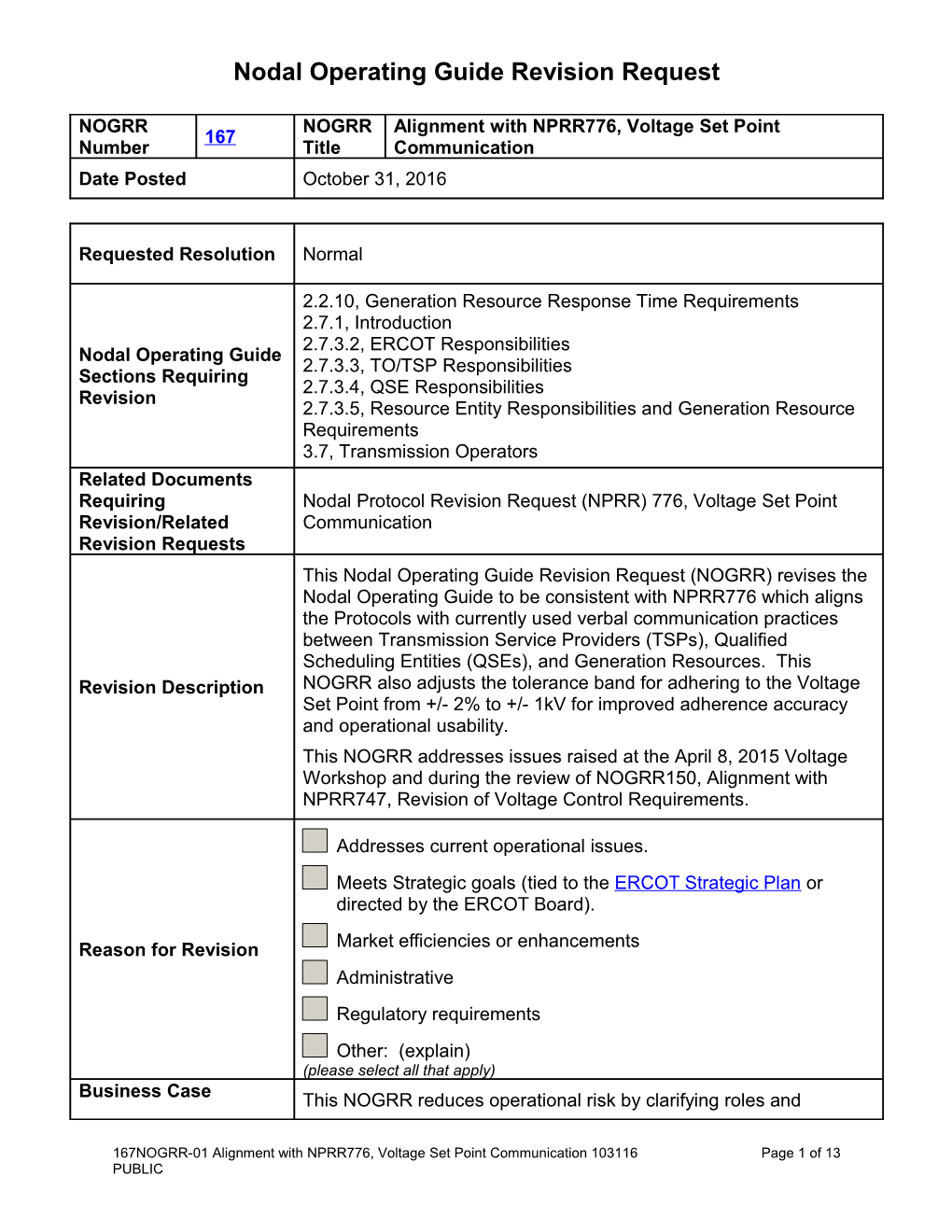 Nodal Operating Guide Revision Request