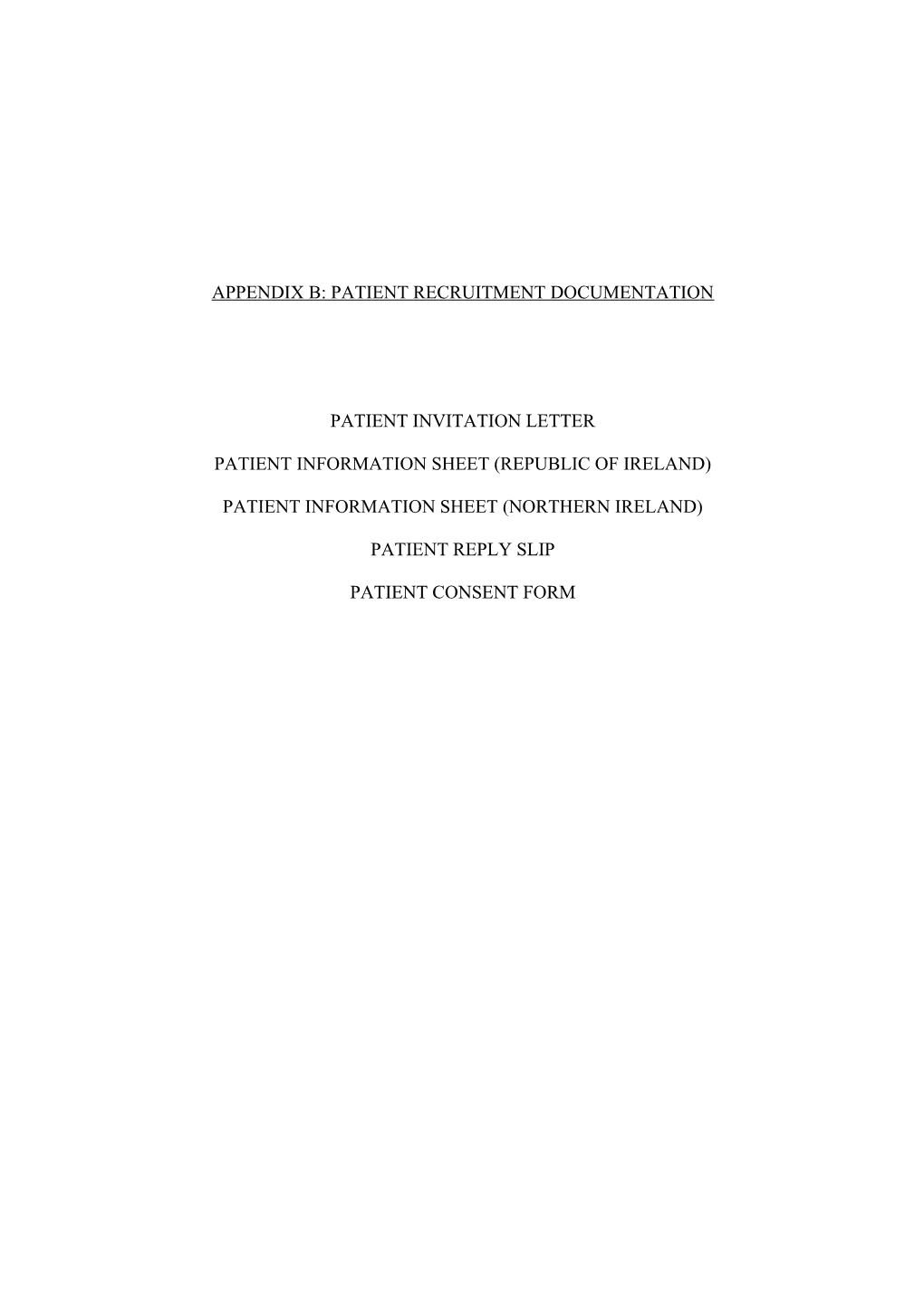 Appendix B: Patient Recruitment Documentation