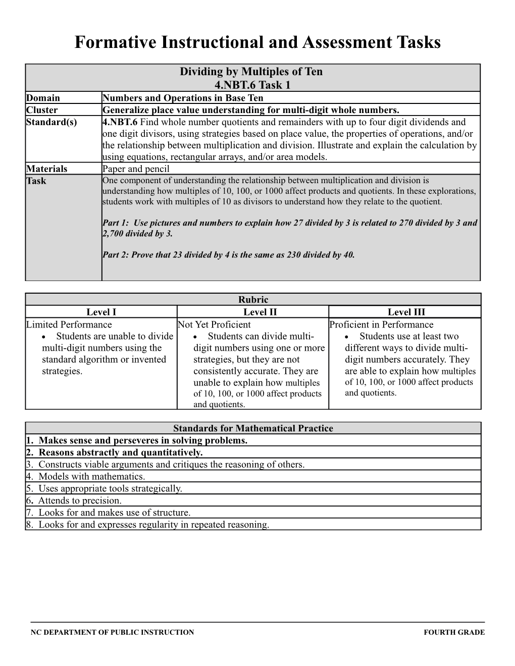 Formative Instructional and Assessment Tasks s4