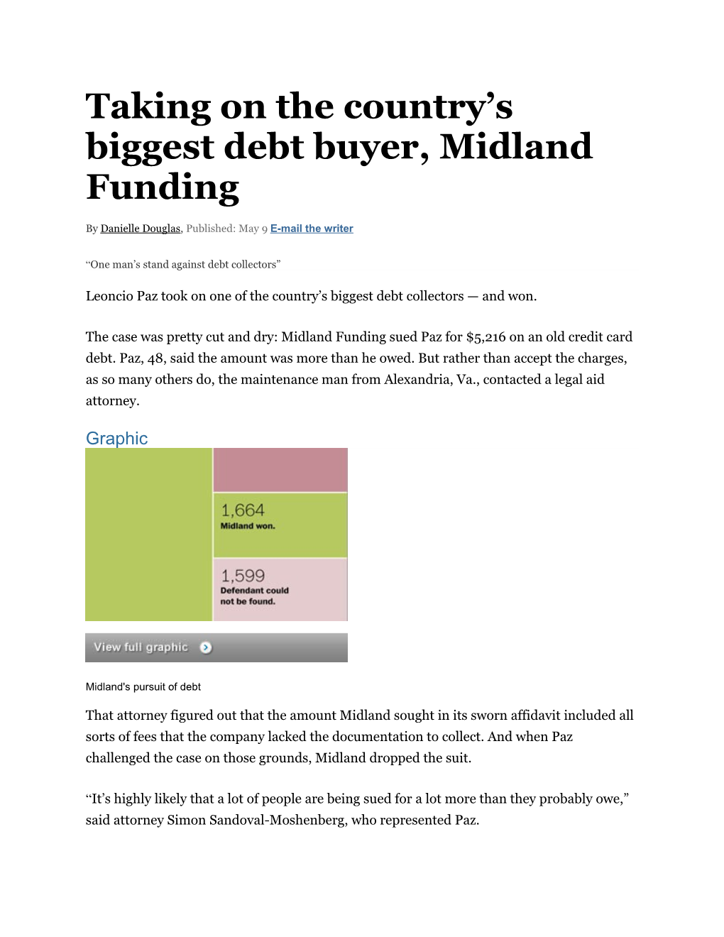 Taking on the Country S Biggest Debt Buyer, Midland Funding